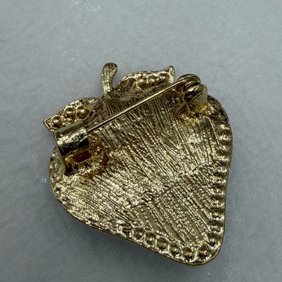 Gold and Blue Gemstone Strawberry Brooch - Picture 3 of 3
